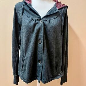 Billabong Gray Button Up Hoodie Size Large
